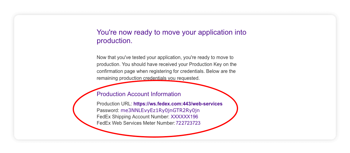 Fedex production account information - multiorders integrations guide