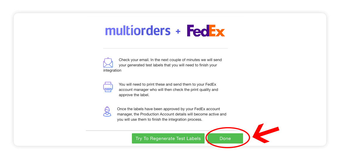 Fedex integration page - instructions - multiorders integrations guide