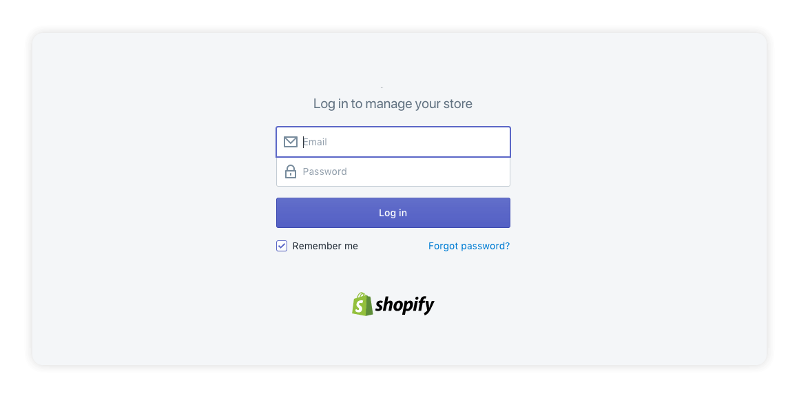 Shopify login page - multiorders integrations guide