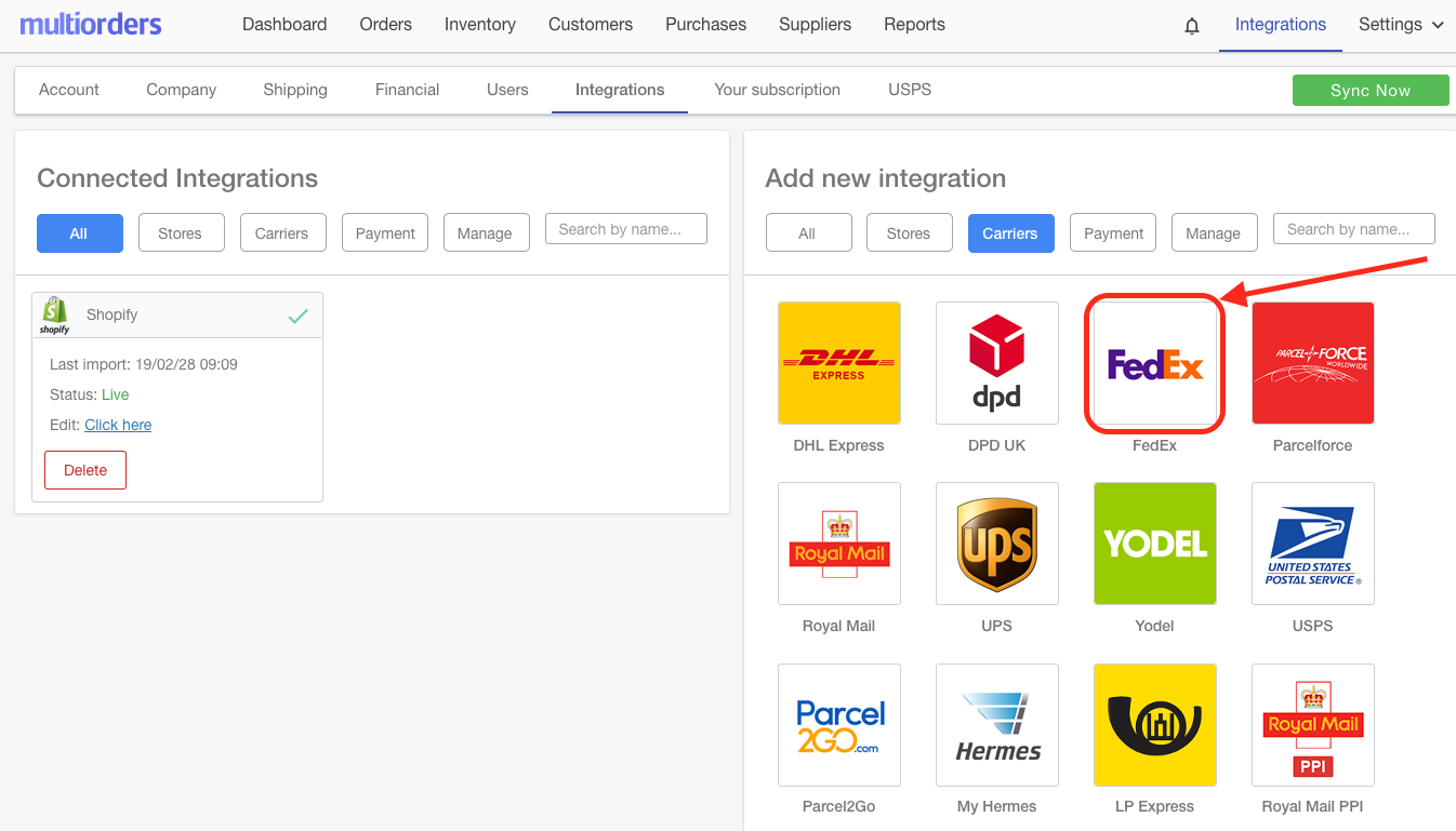 FedEx Integration Icon Screenshot Multiorders