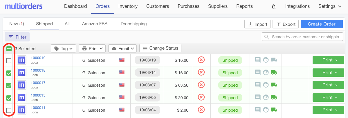 Select Orders Screenshot Multiorders