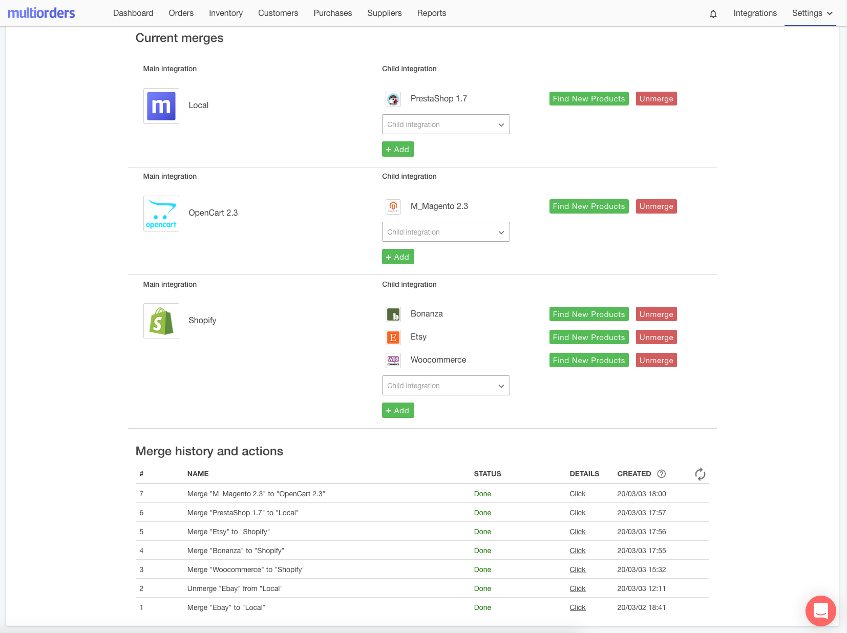 Find new products and unmerge